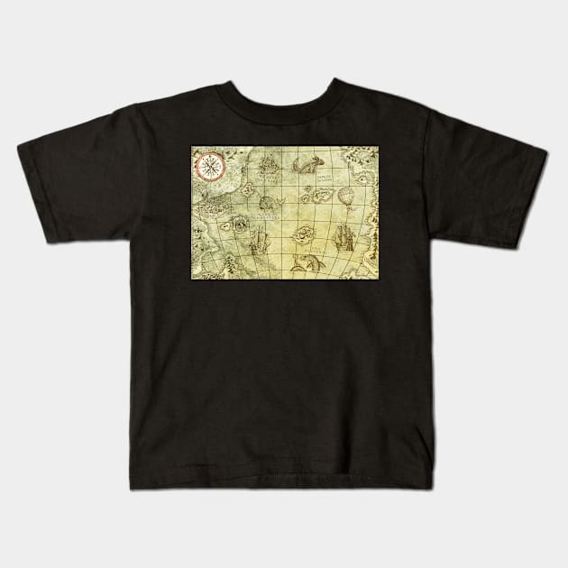 Sea Monsters Map Kids T-Shirt by djrbennett